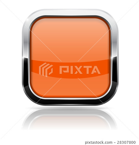 Orange glass button with chrome frame 28307800