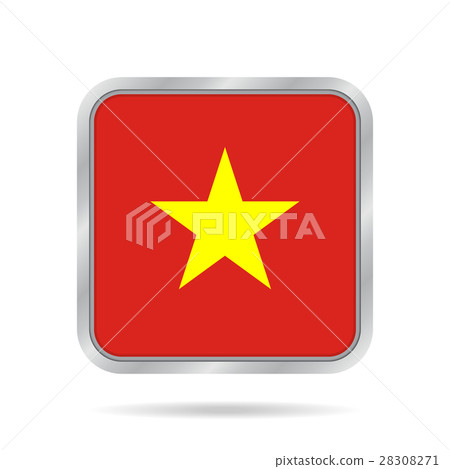 flag of Vietnam, shiny metallic gray square button flag of Vietnam, shiny metallic gray square button 28308271