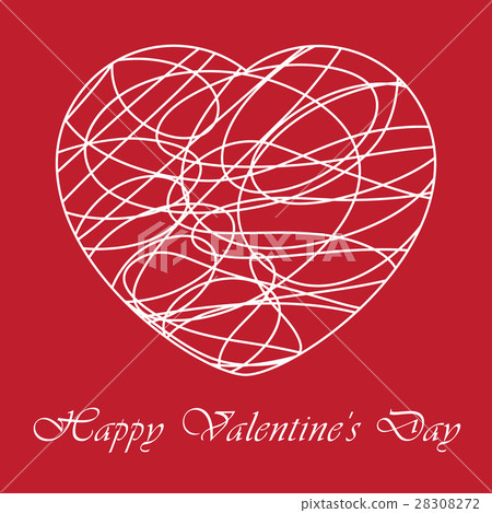 valentines day greeting card - white scrible heart valentines day greeting card - white scrible heart 28308272