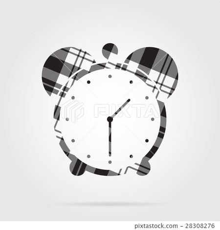 grayscale tartan isolated icon - alarm clock grayscale tartan isolated icon - alarm clock 28308276