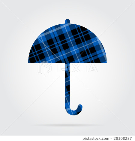 blue, black tartan isolated icon - umbrella blue, black tartan isolated icon - umbrella 28308287