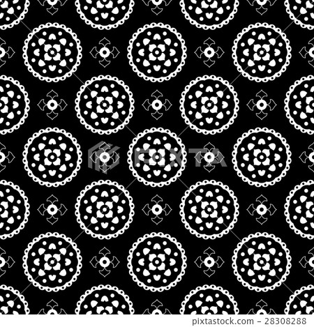 seamless illustration - black, white bloom tiles seamless illustration - black, white bloom tiles 28308288