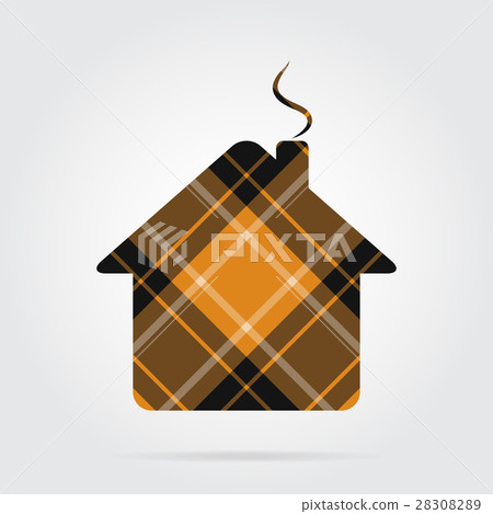 yellow, black tartan icon - house with chimney yellow, black tartan icon - house with chimney 28308289