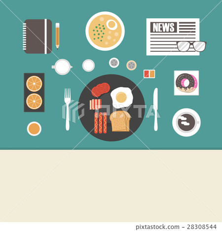 breakfast on table - Stock Illustration [28308544] - PIXTA