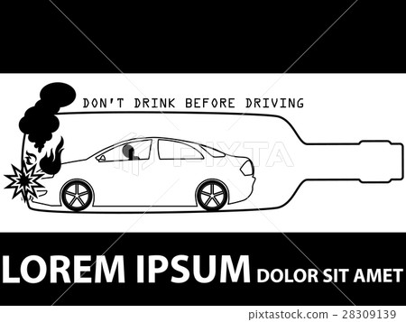 The silhouette of a car driving at speed. 28309139