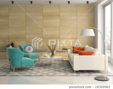Interior modern design room 3D illustration 28309902