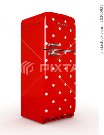 Retro fridge isolated white background 3D 28309923