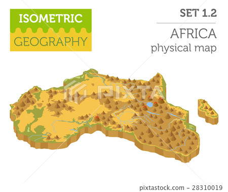 Flat 3d isometric Africa map constructor elements 28310019