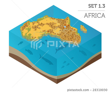 Flat 3d isometric Africa map constructor elements 28310030