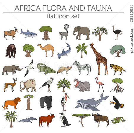 Flat Africa flora and fauna map constructor  28310033