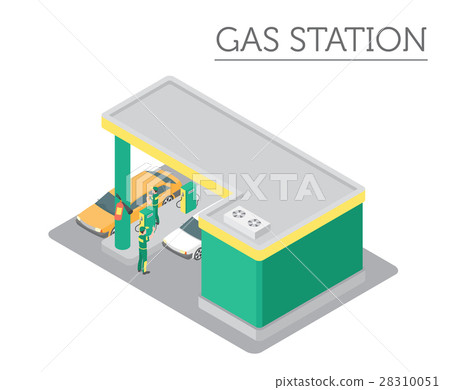 Flat 3d isometric Gas station and city map c Flat 3d isometric Gas station and city map c 28310051