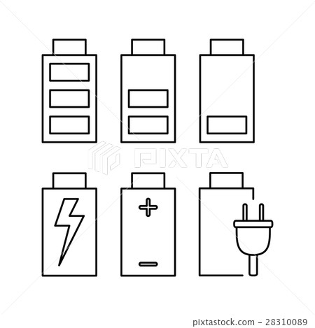 Vector line battery icon set. - Stock Illustration [28310089] - PIXTA