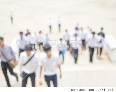 Blurred photo of crowded people is walking upstair 28310451