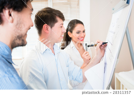 Architects talk about construction plans  28311357