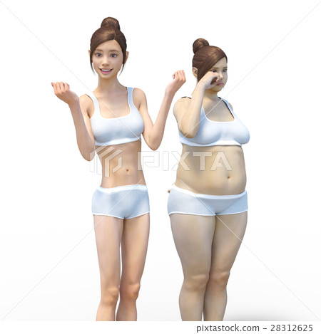 Diet image Before after After perming3dCG illustration material 28312625