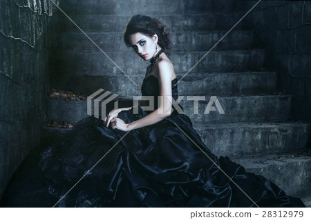 Brunette over the building background 28312979