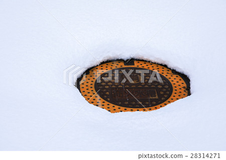 Fire water tank buried in snow 28314271