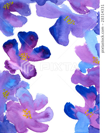 在手畫水彩繪畫的紫色花背景紋理 插圖素材 圖庫