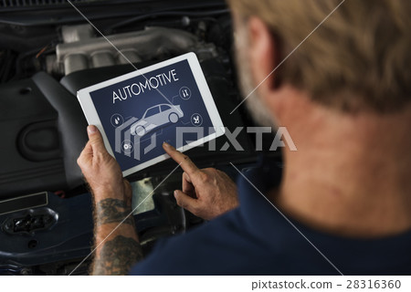 Automobile Vehicle Car Mechanic Maintenance Concept 28316360