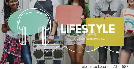 Listening to music headphones graphic Listening to music headphones graphic 28316871