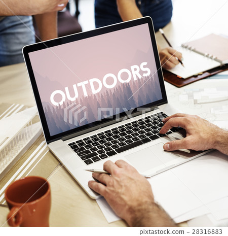 Outdoors word on nature background with trees Outdoors word on nature background with trees 28316883