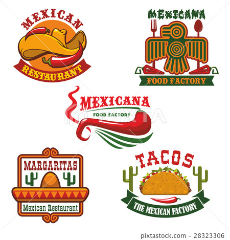 Mexican food restaurant emblem set design Mexican food restaurant emblem set design 28323306