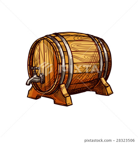 Wooden barrel sketch for alcohol drink design 28323506