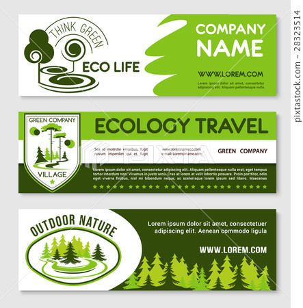 Eco tourism and green travel banner template set Eco tourism and green travel banner template set 28323514