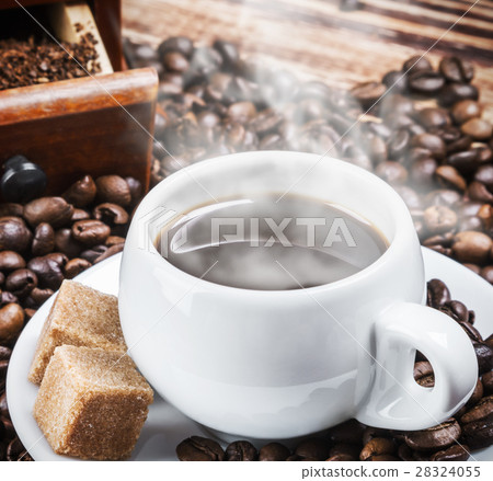 hot coffee on a table  28324055