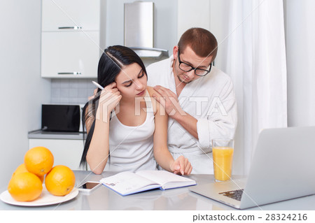 Man helping with study her girlfriend. Man helping with study her girlfriend. 28324216