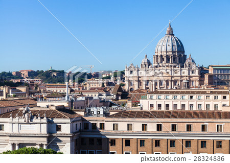 view of St Peter's Basilica and buildings in Rome 28324886