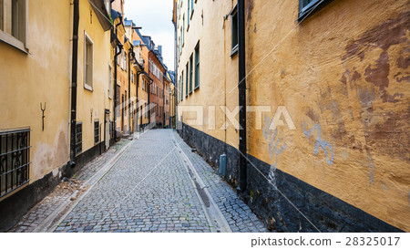 pedestrian street Prastgatan in Stockholm city pedestrian street Prastgatan in Stockholm city 28325017