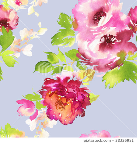 Seamless summer pattern with watercolor flowers - Stock Illustration ...