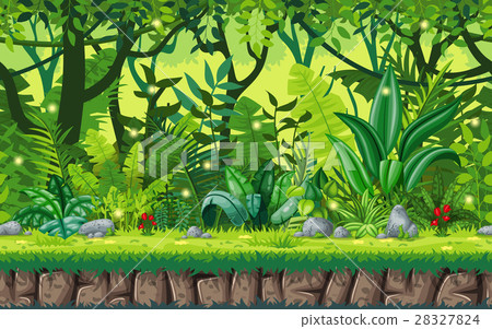 Seamless cartoon nature background - Stock Illustration 