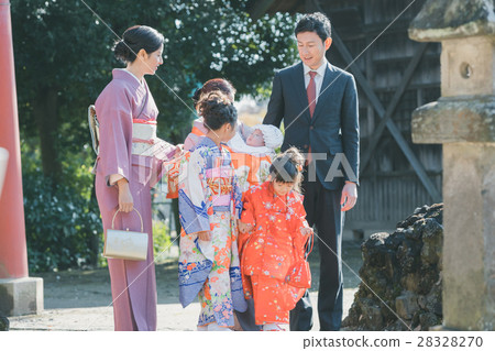 festival day for children of three, five and seven years of age, shrine visit, family 28328270