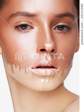 Beauty portrait with foundation makeup over face 28331090