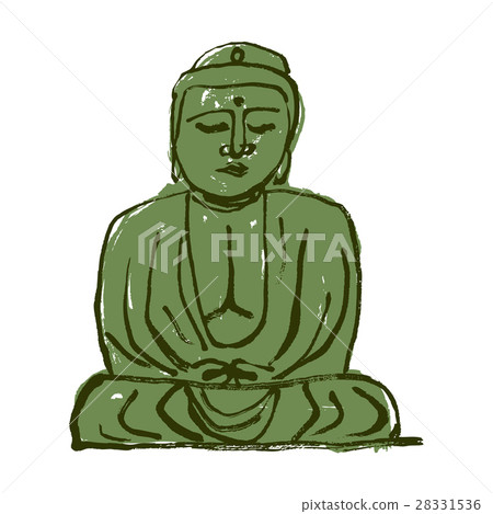 鎌倉大佛水彩畫手繪水墨畫 28331536