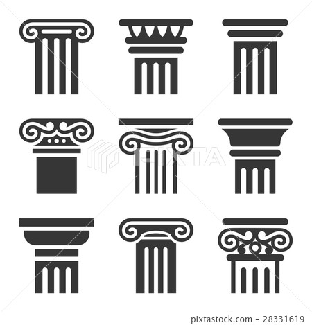 Ancient Columns Icon Set. Vector 28331619