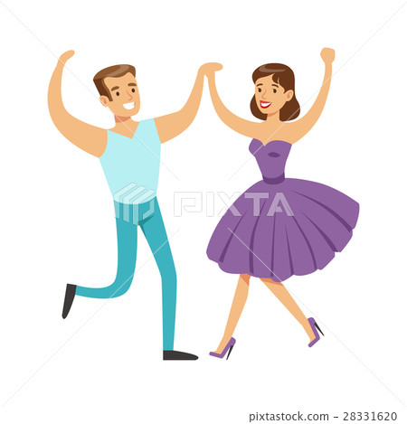 Couple In With Woman In Fancy Dress Dancing On 28331620