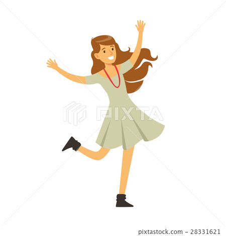 Cute Girl In Grey Dress Dancing On Dancefloor 28331621