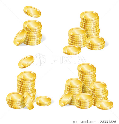 Realistic Coin Stack Set. Vector 28331826