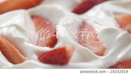 fresh sliced straberries in cream background fresh sliced straberries in cream background 28332019