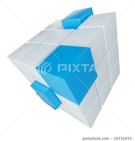 Abstract cube assembling from blocks 28332653