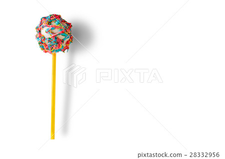 Cake pop with sprinkles. 28332956