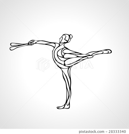 Silhouette of art rhythmic gymnastic girl with 28333340