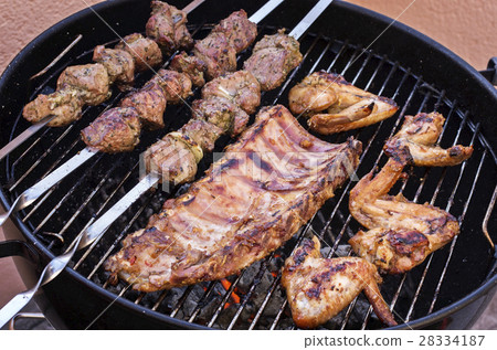 grilled shashlyk and chicken 28334187