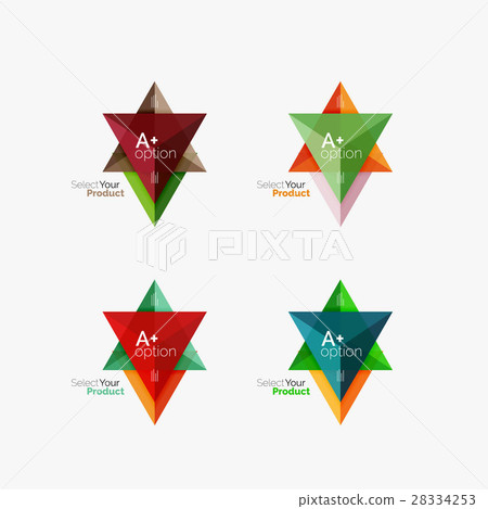 Set of triangle infographic layouts with text and 28334253