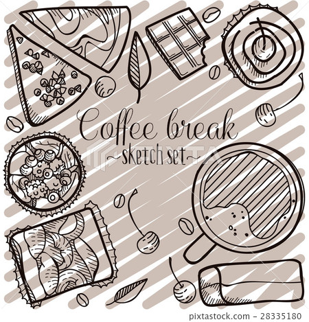 Coffee break vector sketch set. Hand drawn design 28335180