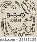 Grill and barbecue vector sketch set. Hand drawn 28335185