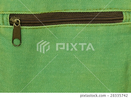 Close Up of Zipper on Green Bag background 28335742